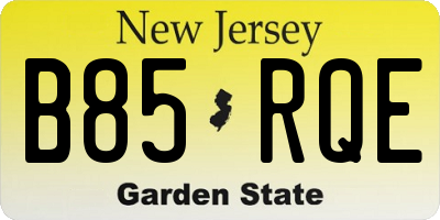 NJ license plate B85RQE