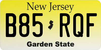 NJ license plate B85RQF