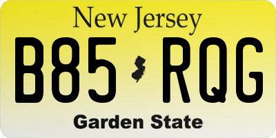 NJ license plate B85RQG