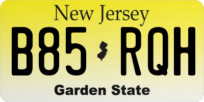 NJ license plate B85RQH