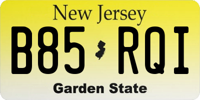 NJ license plate B85RQI