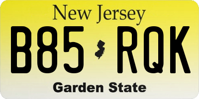 NJ license plate B85RQK