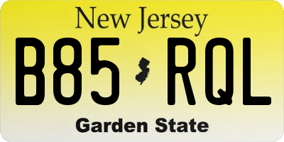NJ license plate B85RQL