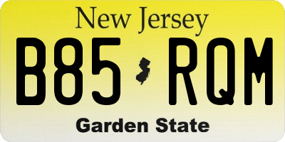 NJ license plate B85RQM