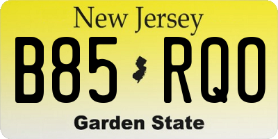 NJ license plate B85RQO