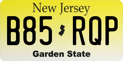 NJ license plate B85RQP