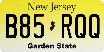 NJ license plate B85RQQ