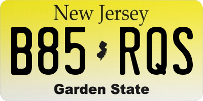 NJ license plate B85RQS