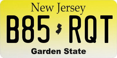 NJ license plate B85RQT