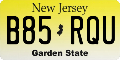 NJ license plate B85RQU