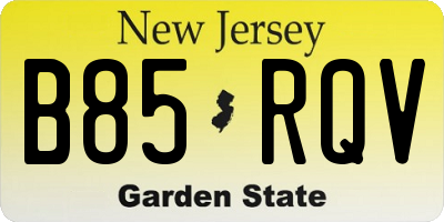 NJ license plate B85RQV