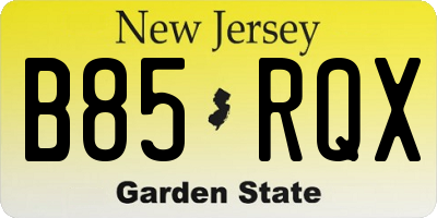 NJ license plate B85RQX