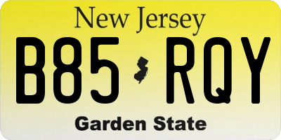 NJ license plate B85RQY