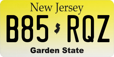 NJ license plate B85RQZ