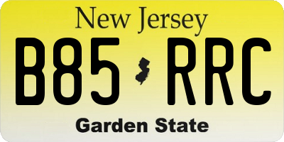 NJ license plate B85RRC