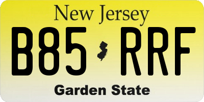 NJ license plate B85RRF