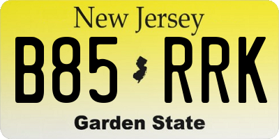 NJ license plate B85RRK