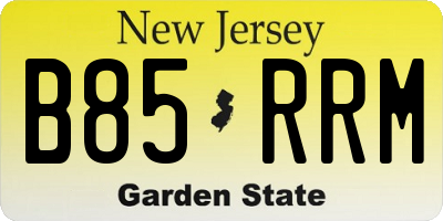 NJ license plate B85RRM