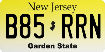 NJ license plate B85RRN