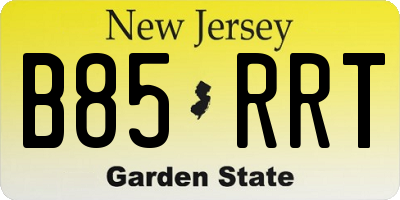NJ license plate B85RRT