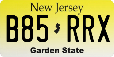NJ license plate B85RRX
