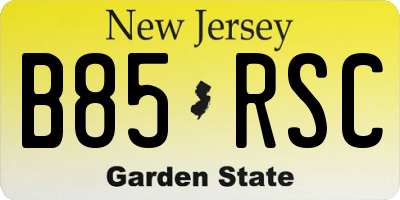 NJ license plate B85RSC