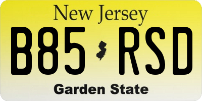 NJ license plate B85RSD
