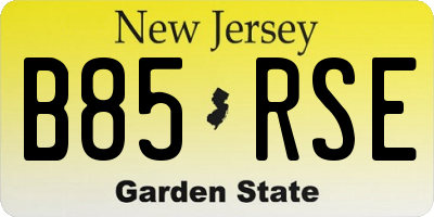 NJ license plate B85RSE