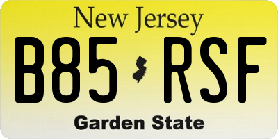 NJ license plate B85RSF