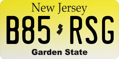NJ license plate B85RSG