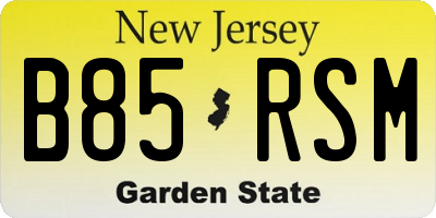 NJ license plate B85RSM