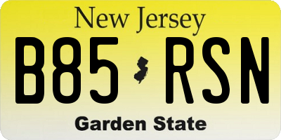 NJ license plate B85RSN