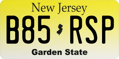 NJ license plate B85RSP