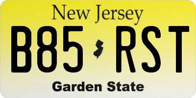NJ license plate B85RST