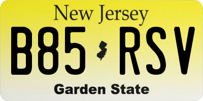NJ license plate B85RSV