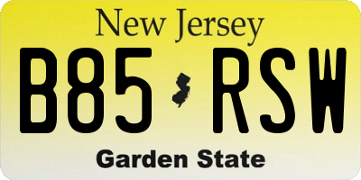 NJ license plate B85RSW