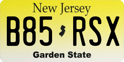 NJ license plate B85RSX