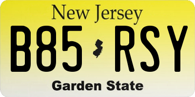NJ license plate B85RSY