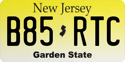 NJ license plate B85RTC