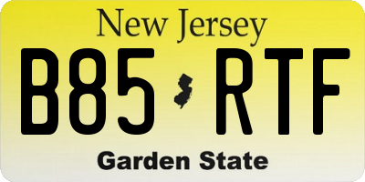 NJ license plate B85RTF