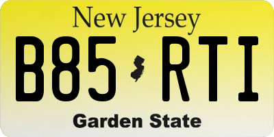 NJ license plate B85RTI