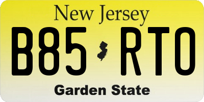 NJ license plate B85RTO