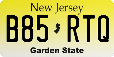 NJ license plate B85RTQ