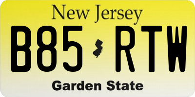 NJ license plate B85RTW
