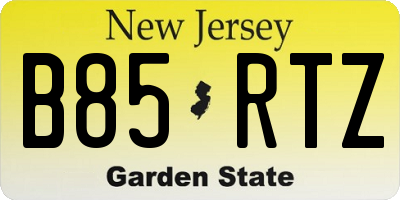 NJ license plate B85RTZ
