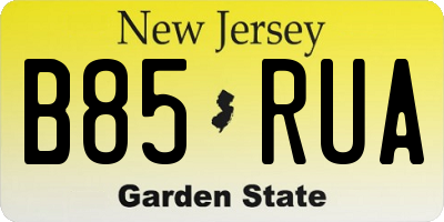 NJ license plate B85RUA