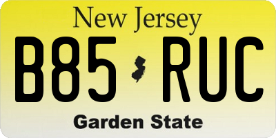 NJ license plate B85RUC