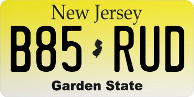 NJ license plate B85RUD
