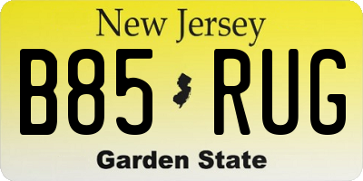 NJ license plate B85RUG