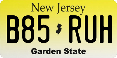 NJ license plate B85RUH